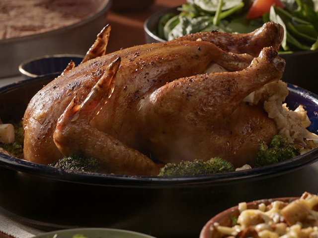 Roasted Chicken with Bread and Cheese Stuffing